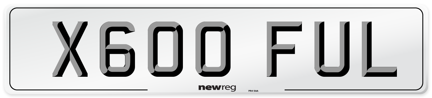 X600 FUL Number Plate from New Reg
